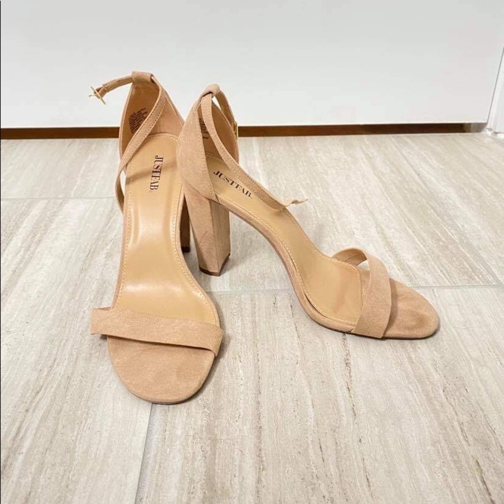 Eco suede heels in tan color